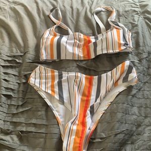 striped SHEIN bikini